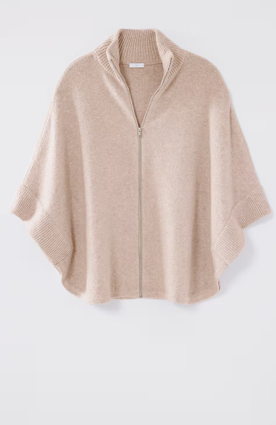 Jacquard-Knit Zip-Up Poncho