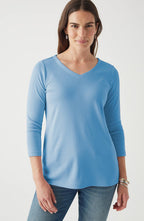Pima 3/4-Sleeve V-Neck Tee
