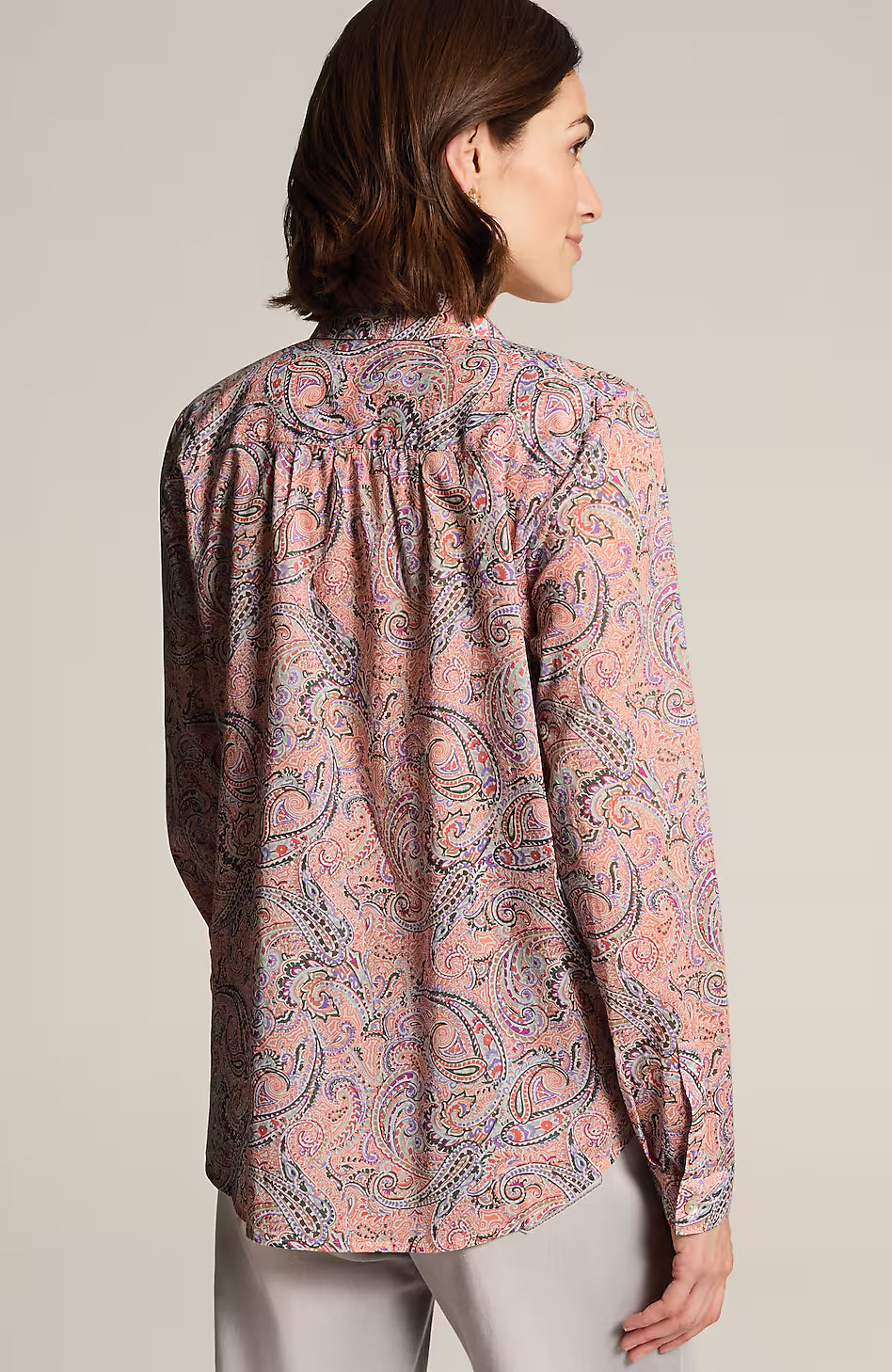 One-Pocket Shirred-Back Shirt