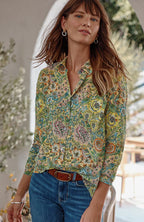 One-Pocket Shirred-Back Shirt