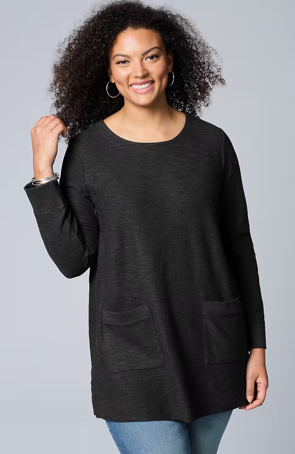 Textured Patch-Pocket Tunic