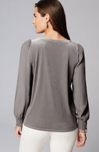 Velour Mixed-Media Top