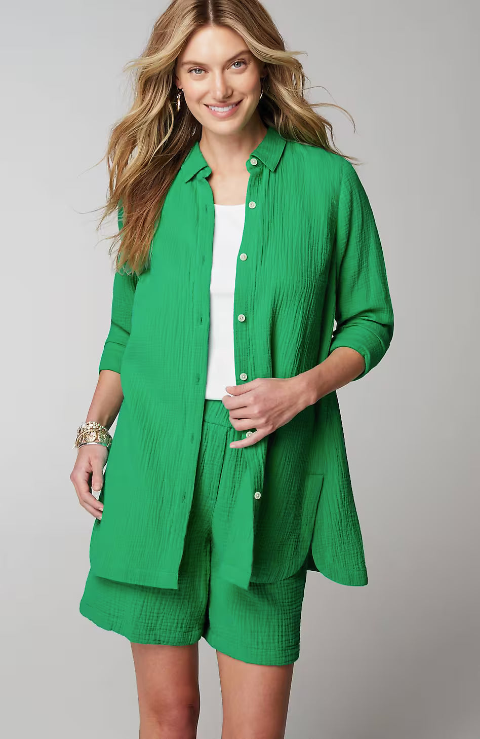 Cotton-Gauze Split-Hem Tunic