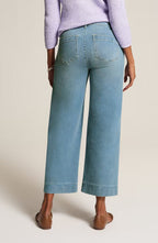 High-Rise Trapunto-Stitched Wide-Leg Jeans