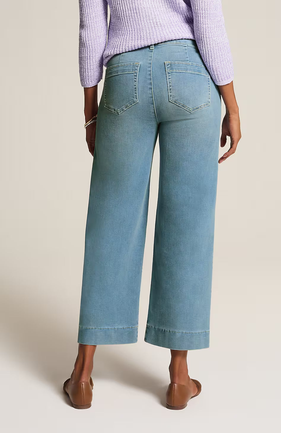 High-Rise Trapunto-Stitched Wide-Leg Jeans