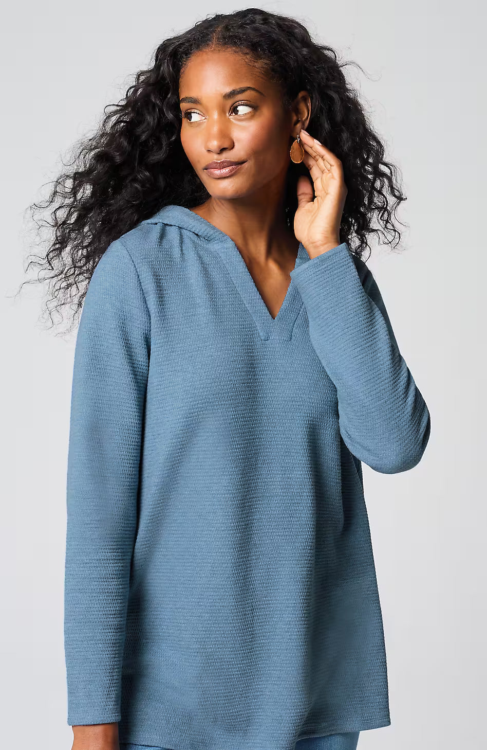 Pure Jill Cotton-Blend Textured Hoodie Tunic