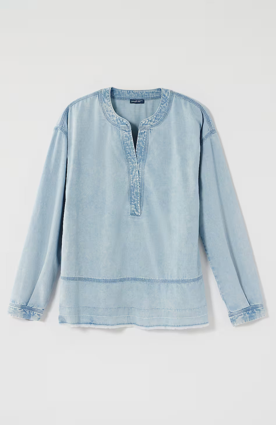 Pure Jill Indigo Split-Neck Top