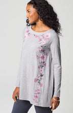 Pure Jill Embroidered Dipped-Hem Tunic