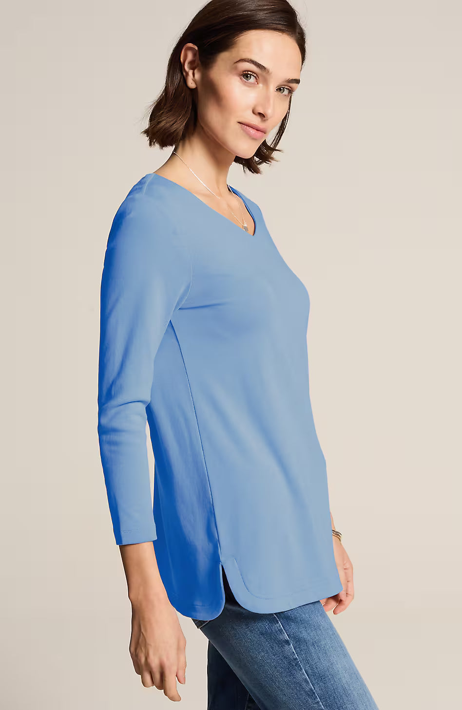 Pima 3/4-Sleeve V-Neck Tee