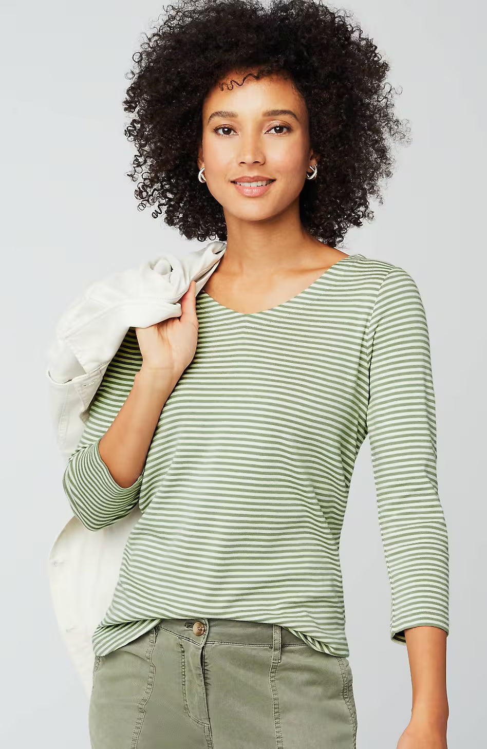 Pima 3/4-Sleeve V-Neck Tee