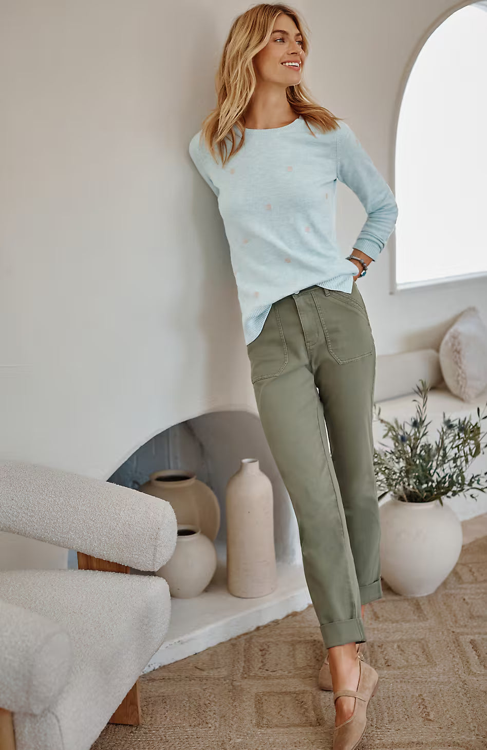 High-Rise Patch-Pocket Jeans