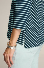 Wearever Mitered-Stripe V-Neck Top
