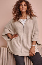 Jacquard-Knit Zip-Up Poncho