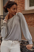 Velour Mixed-Media Top