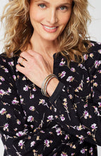 Woven-Trimmed Knit Top