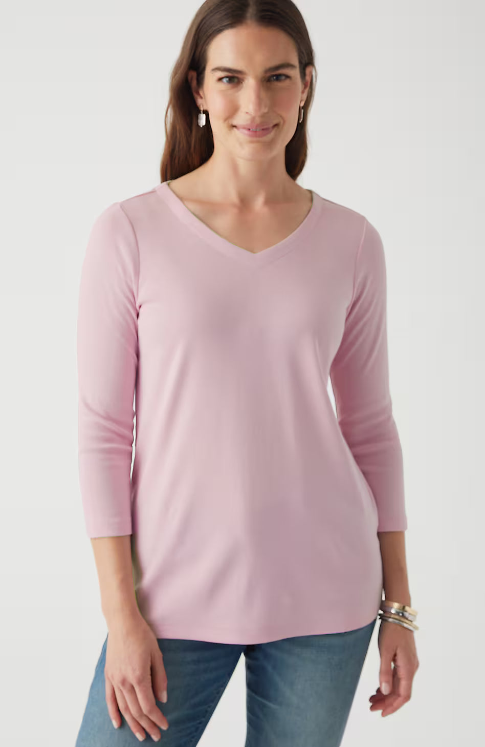 Pima 3/4-Sleeve V-Neck Tee