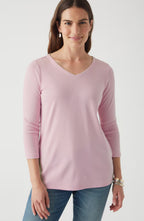 Pima 3/4-Sleeve V-Neck Tee
