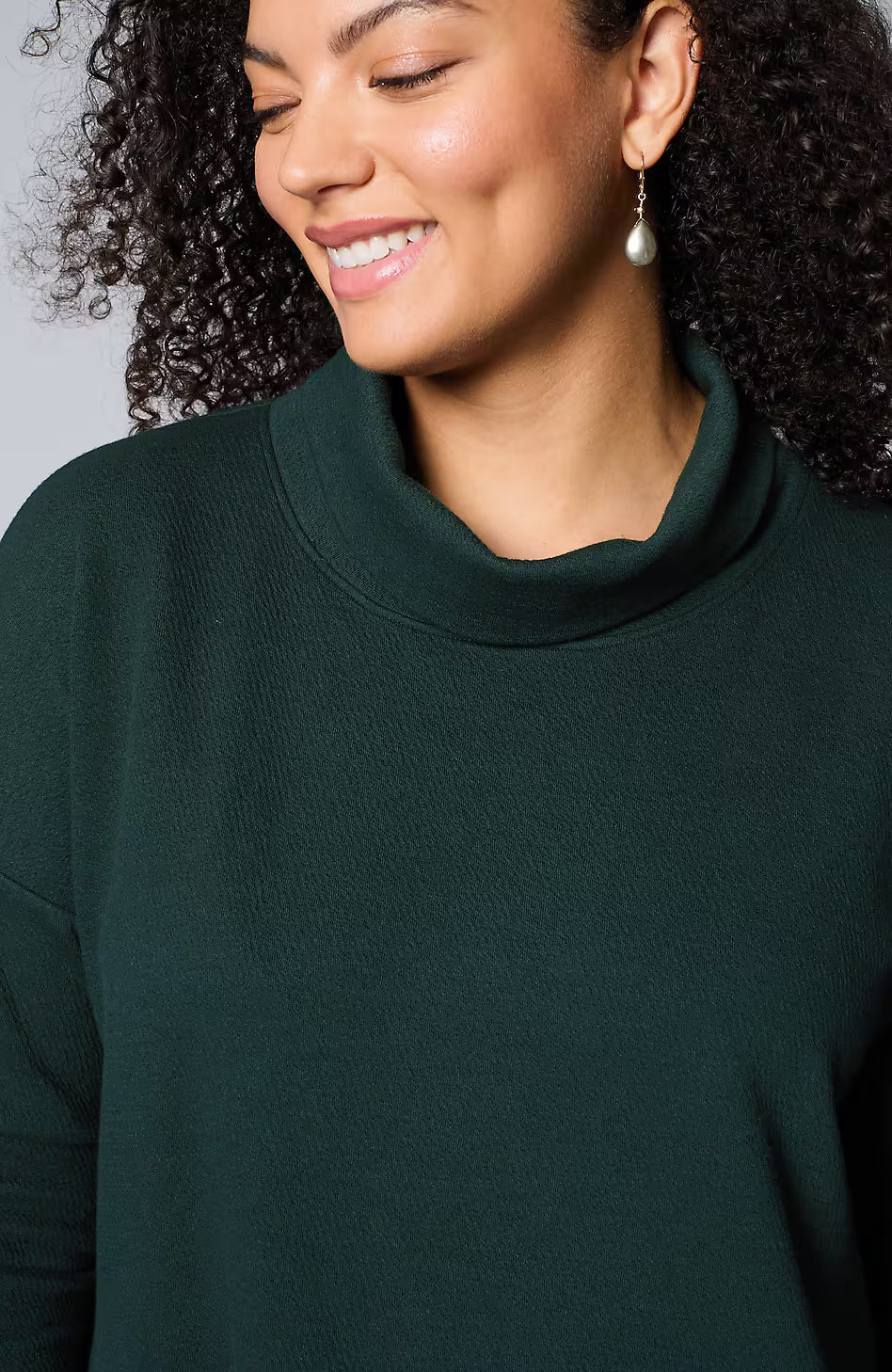 Pure Jill Diagonal Knit Mock-Neck Tunic