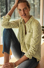 One-Pocket Shirred-Back Shirt