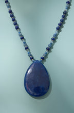 Beaded Blue Lapis Pendant Necklace