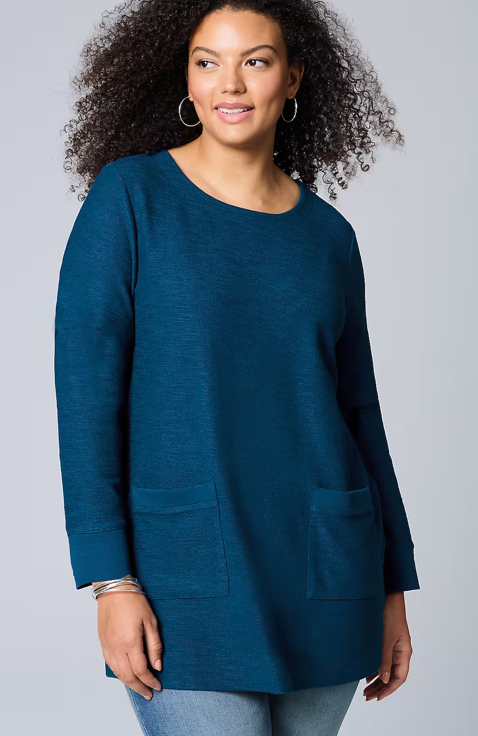 Textured Patch-Pocket Tunic