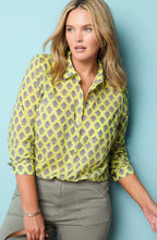 One-Pocket Shirred-Back Shirt