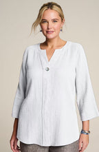 Pure Jill Cotton-Gauze One-Button Tunic
