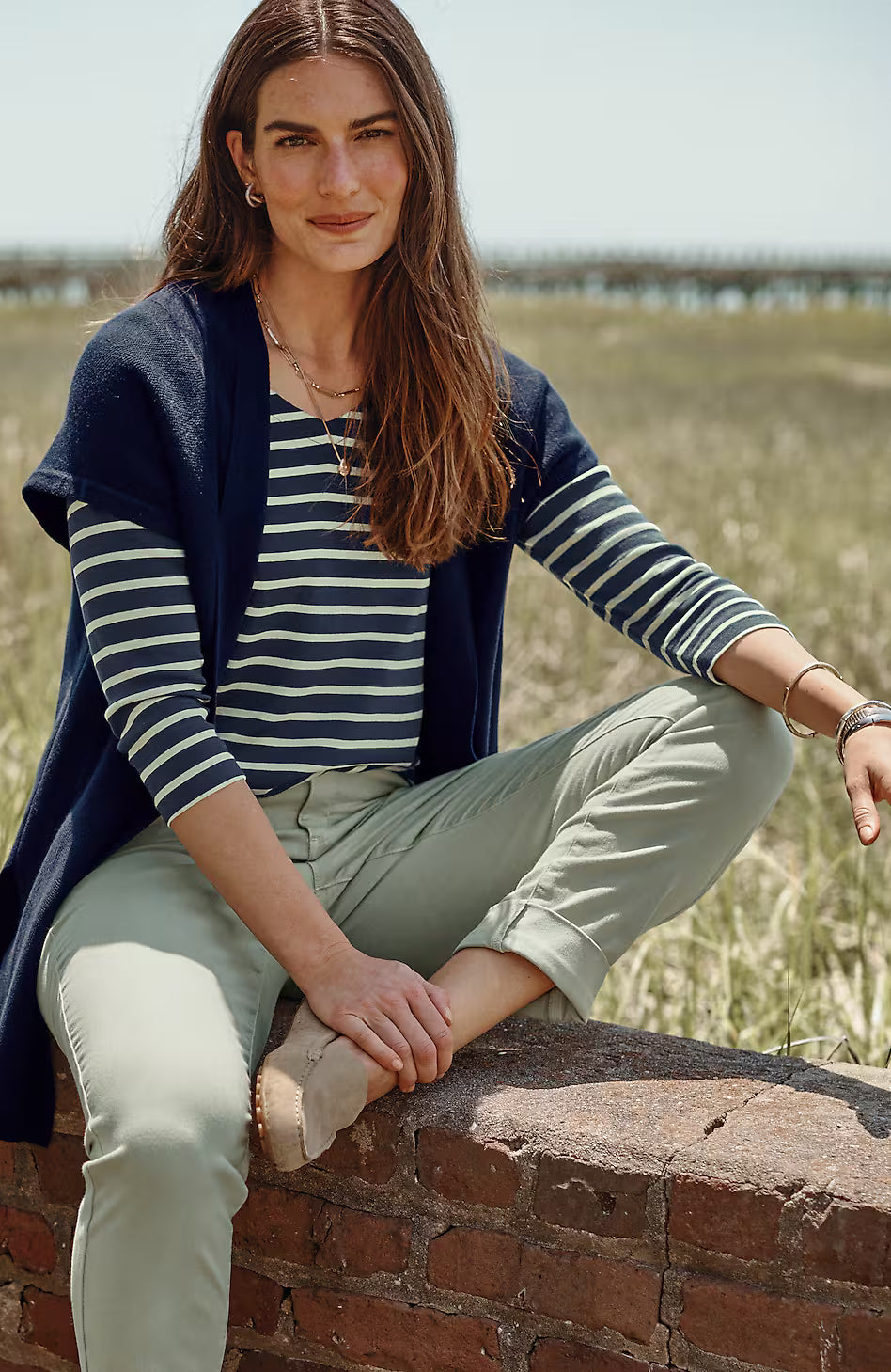 Pima 3/4-Sleeve V-Neck Tee