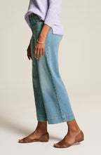 High-Rise Trapunto-Stitched Wide-Leg Jeans
