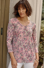 Pima 3/4-Sleeve V-Neck Tee