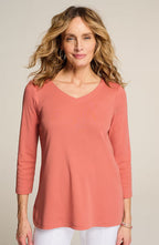 Pima 3/4-Sleeve V-Neck Tee