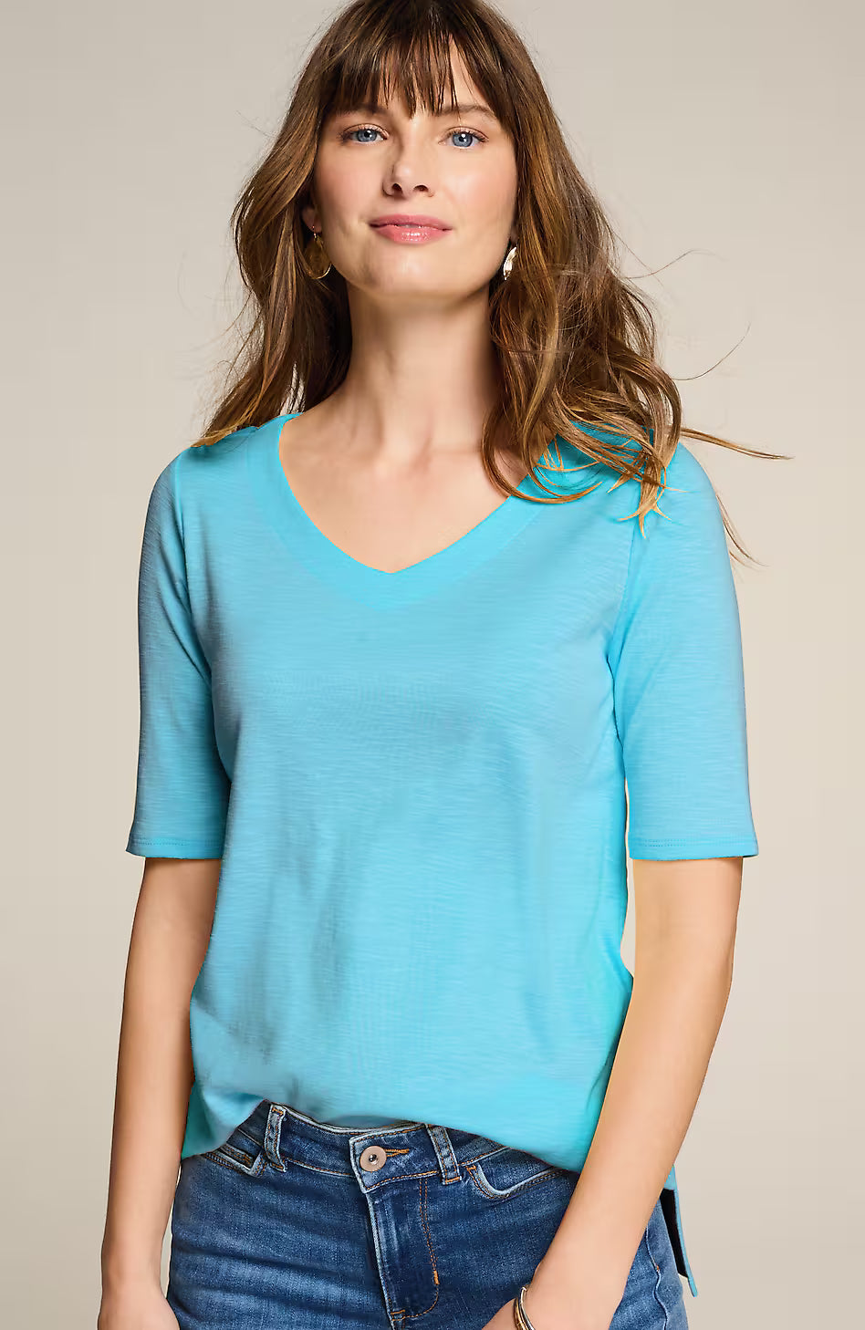 Pima-Slub Elbow-Sleeve Tee