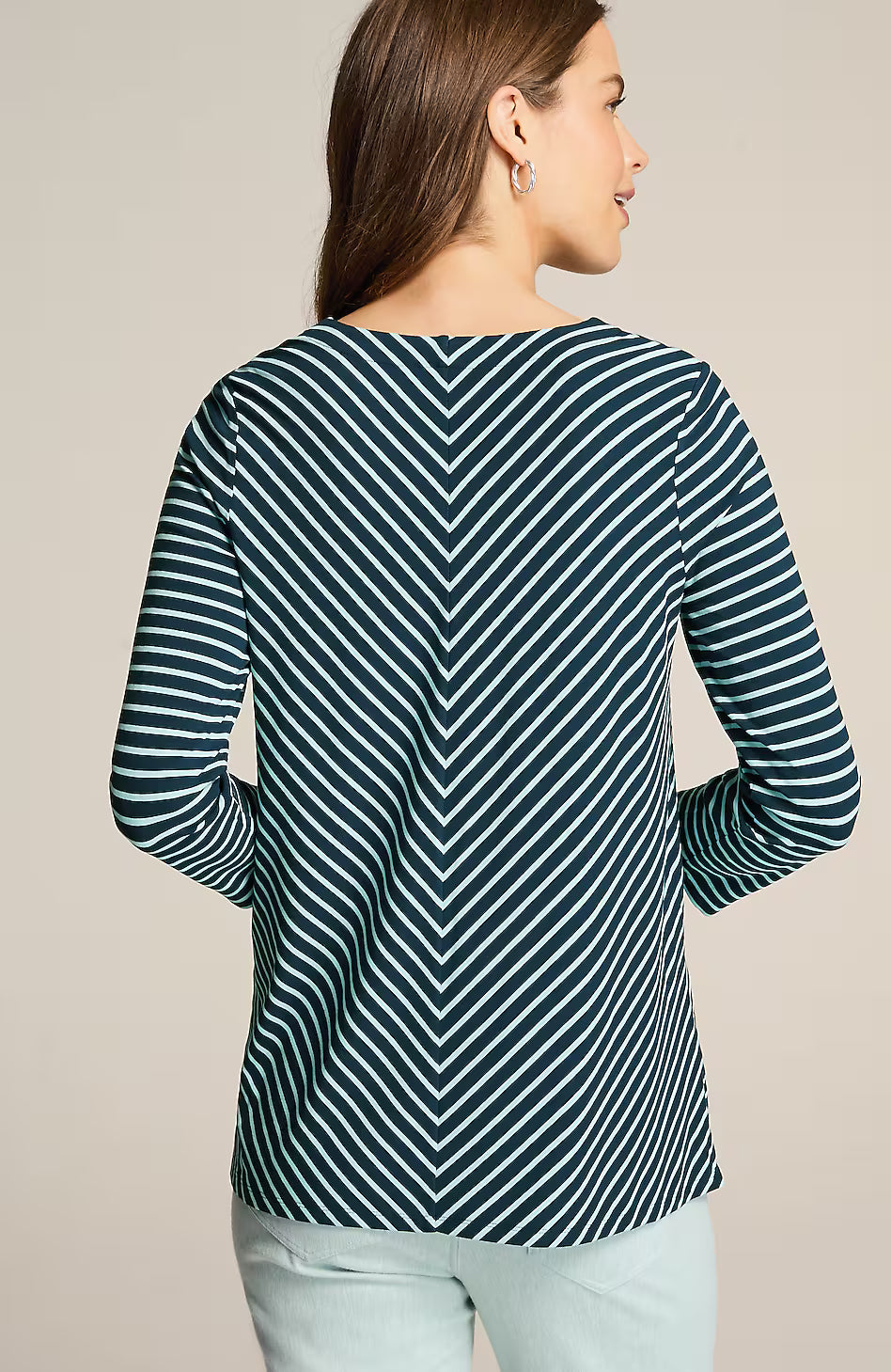 Wearever Mitered-Stripe V-Neck Top