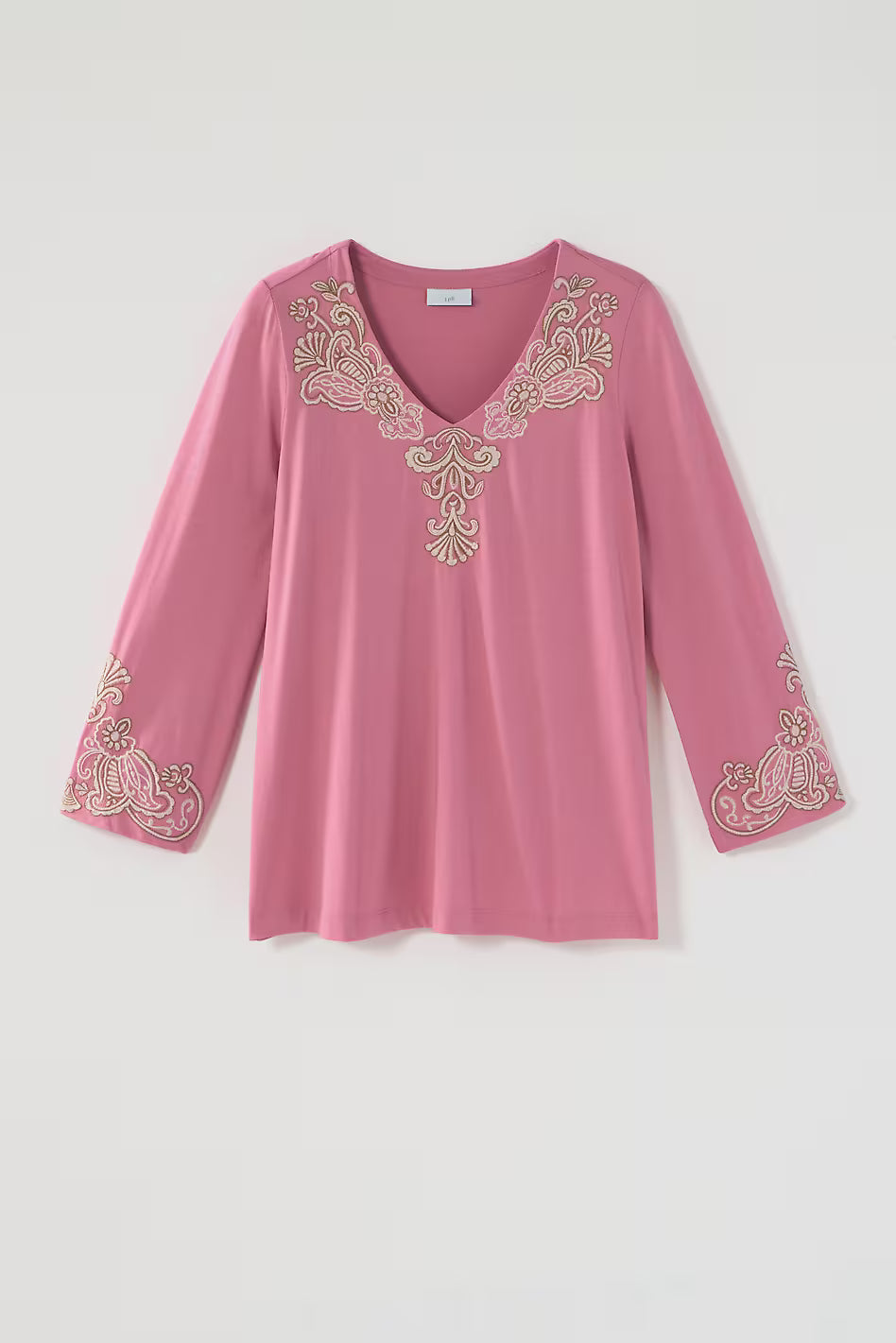 Embroidered V-Neck Top