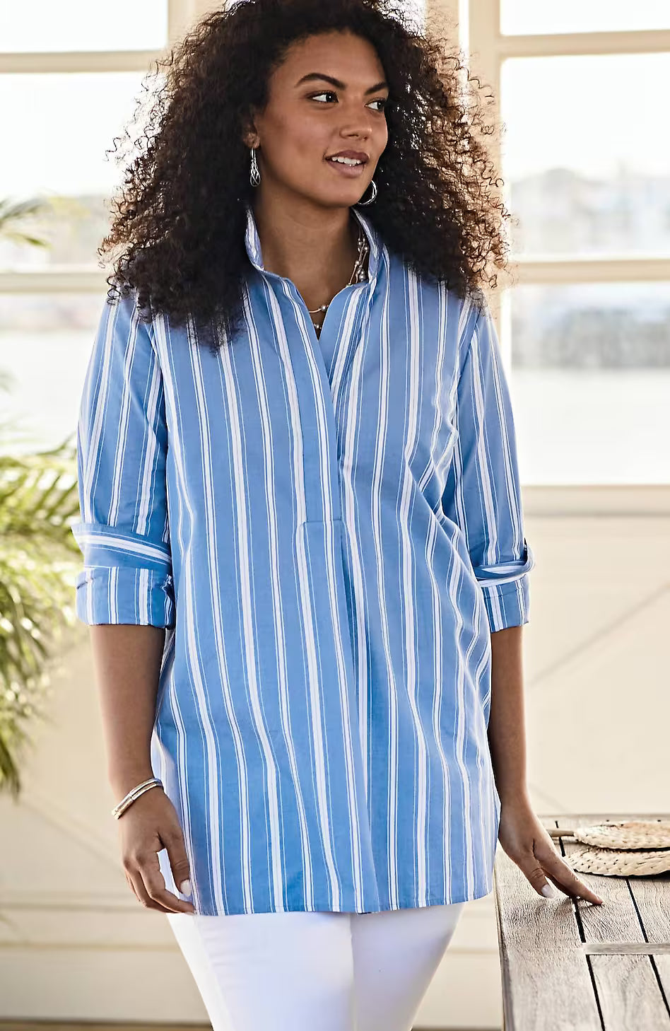 Cotton Stand-Collar Tunic