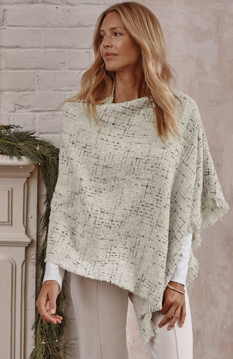 Textured Tweed Poncho