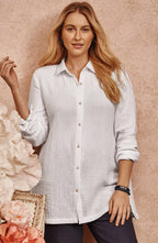 Cotton-Gauze Split-Hem Tunic