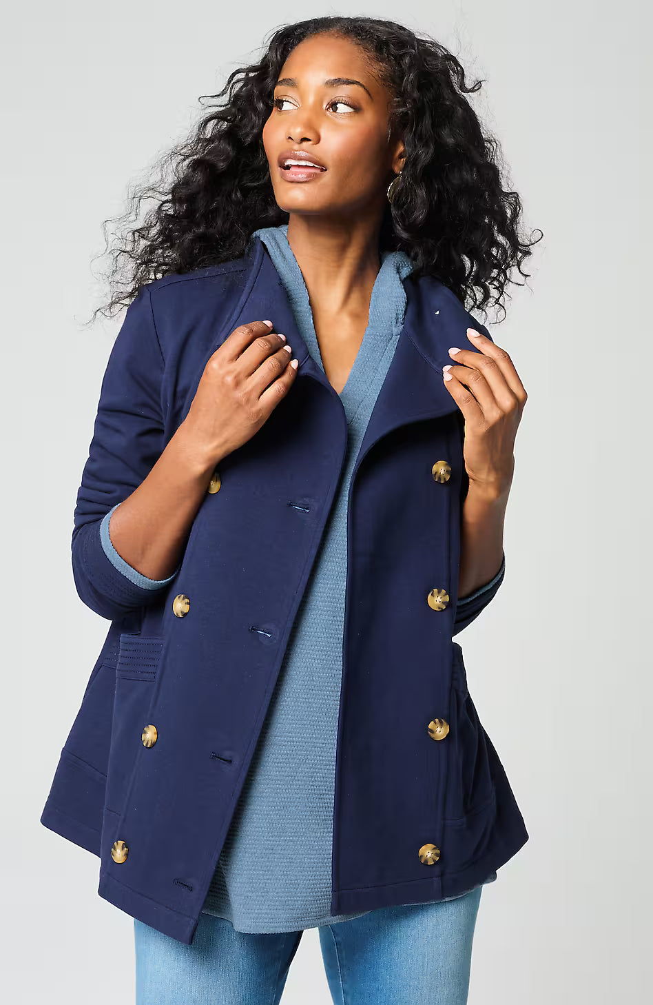 Pure Jill Cotton-Blend Textured Hoodie Tunic