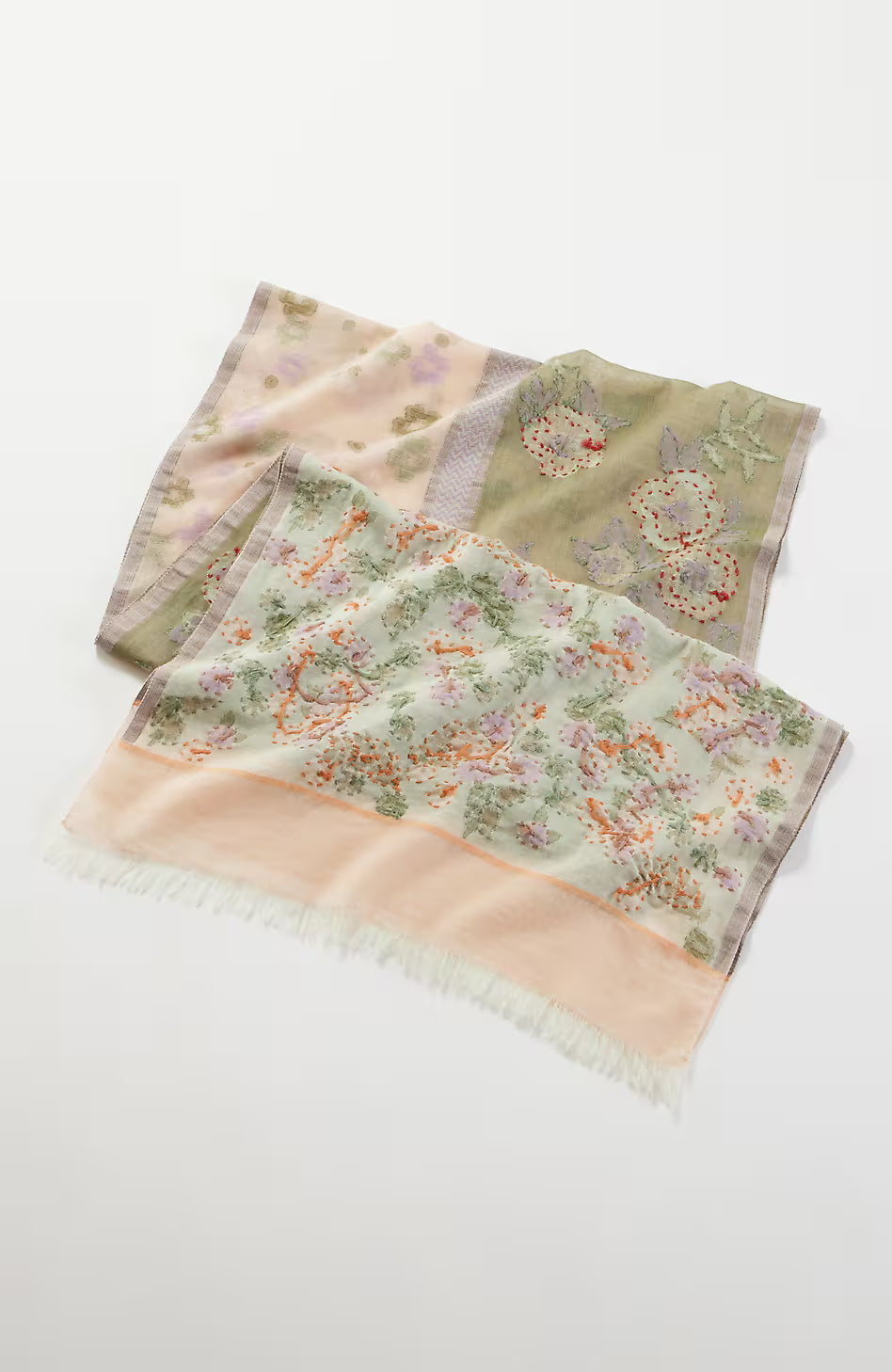 Compassion Fund Floral-Embroidered Scarf