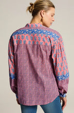 Pure Jill Mixed-Print Button-Front Top